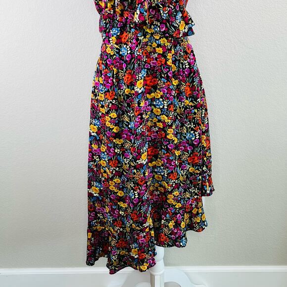 Lost + Wander Sleeveless Flora Garden Asymmetric Ruffled Midi Dress Large NWT - Picture 7 of 13